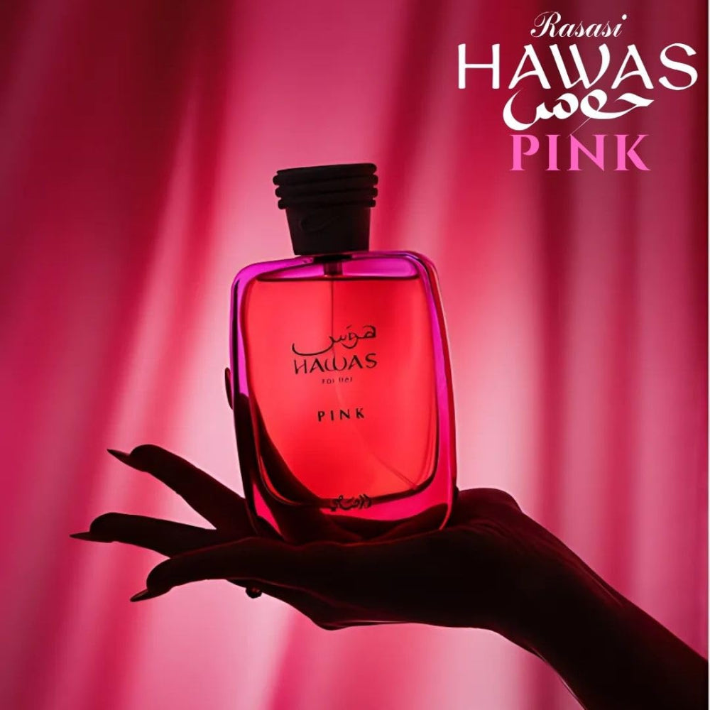 RASASI Hawas Pink For Her Eau de Parfum Spray 100ml (3.4 oz) – Floral Fruity Perfume for Women with Neroli, Vanilla, Cotton Candy & Marshmallow | Luxurious Feminine Scent